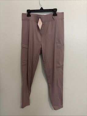 Mauve/Grey High-Waist equestrian Leggings with Grip Panels